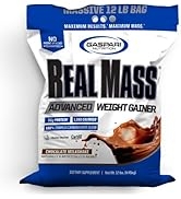 Gaspari Nutrition Real Mass, Advanced Weight Gainer, High Protein, Gycofuse Carbs, and Creatine M...